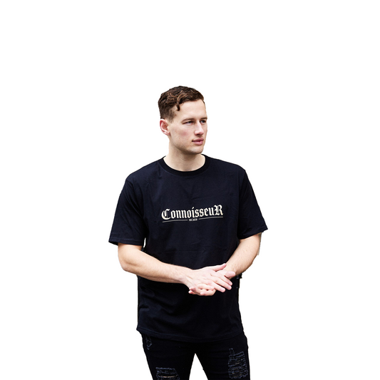 Olly Mallory wearing Connoisseur Represent tee